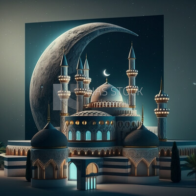 The amazing architectural design of Muslim mosque
(Ramadan Posters -  AI Technology)