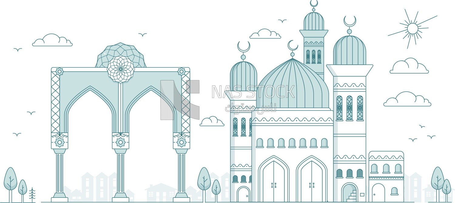 illustration of  Mosque and Islamic decorations , Ramadan mood
(Ramadan Vector)