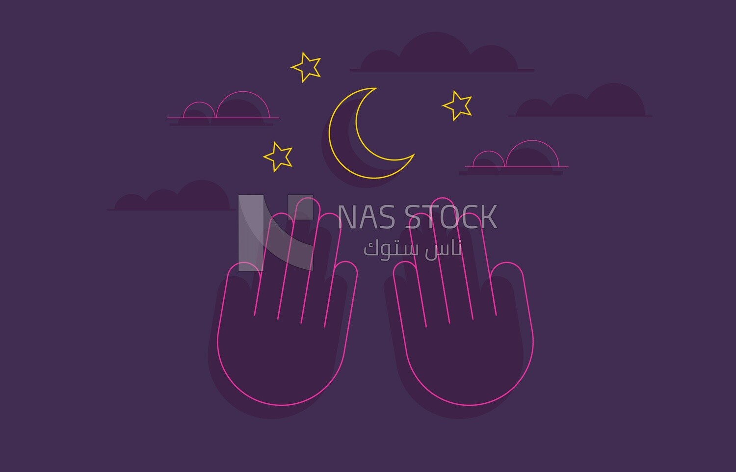 Illustration of supplication in Ramadan ,Ramadan atmosphere 
(Ramadan Vector)