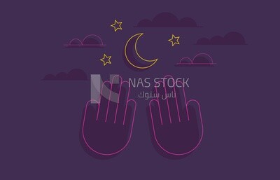 Illustration of supplication in Ramadan ,Ramadan atmosphere 
(Ramadan Vector)