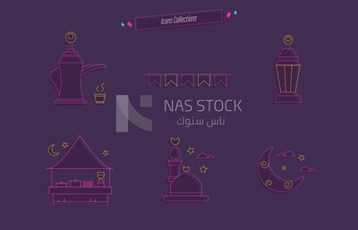 Illustration of different Ramadan icons,Ramadan atmosphere  
(Ramadan Vector)