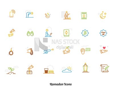 Illustration of different Ramadan icons,Ramadan atmosphere  
(Ramadan Vector)