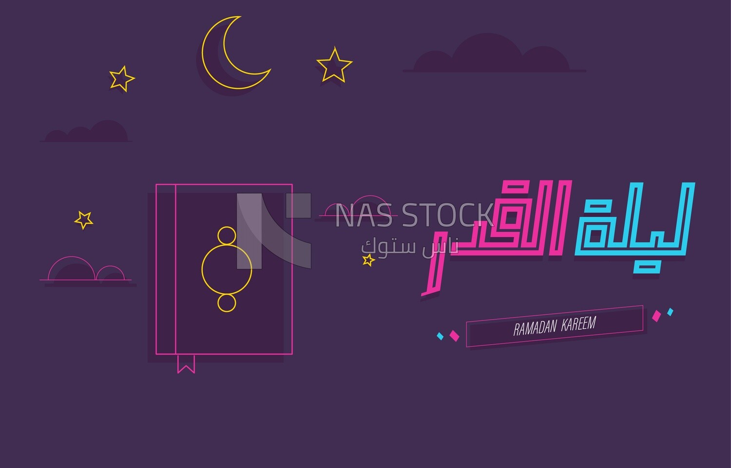 Illustration of Ramadan atmosphere , calligraphy ,Night of Destiny
(Ramadan Vector)