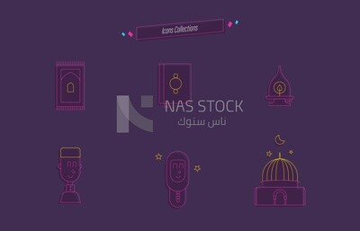Illustration of different Ramadan icons,Ramadan atmosphere  
(Ramadan Vector)