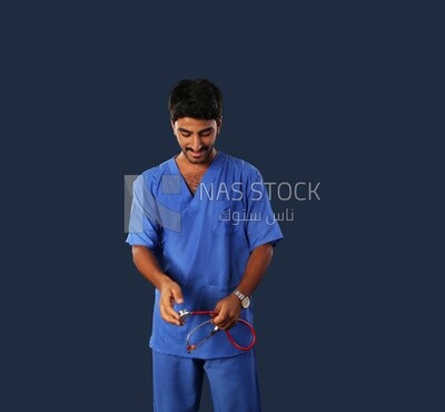 A man doctor with a stethoscope