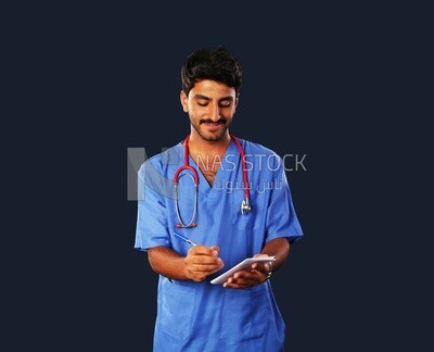 A man doctor with a stethoscope