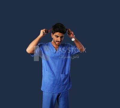 A man doctor with a stethoscope