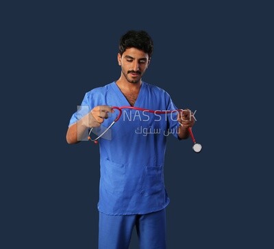 A man doctor with a stethoscope