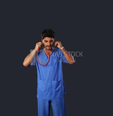 A man doctor with a stethoscope