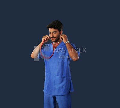 A man doctor with a stethoscope