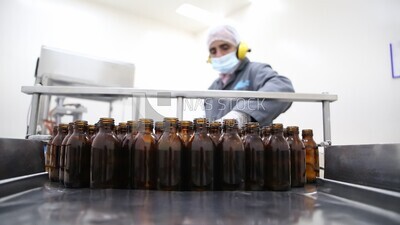 Stage of sorting drug containers and bottles before use