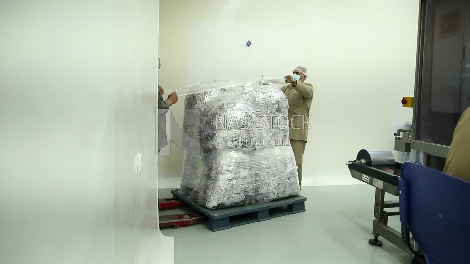 Workers in a pharmaceutical factory