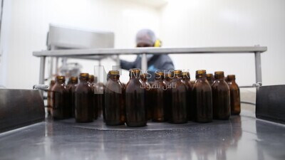 Stage of sorting drug containers and bottles before use