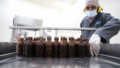 Stage of sorting drug containers and bottles before use