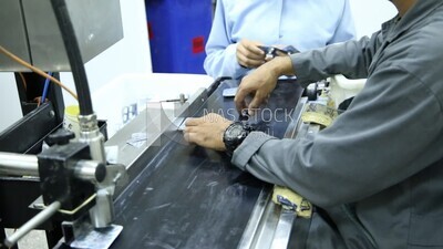 Man in a medicine factory from inside