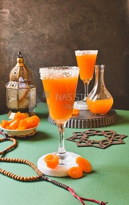 Two cups of Qamar Al Deen juice with dried apricots, Ramadan juice