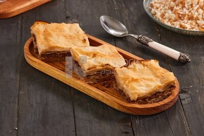 three pieces of crispy Phyllo Meat Pie (Egyptian Goulash), recipes and delicious food dishes, popular Arabic food