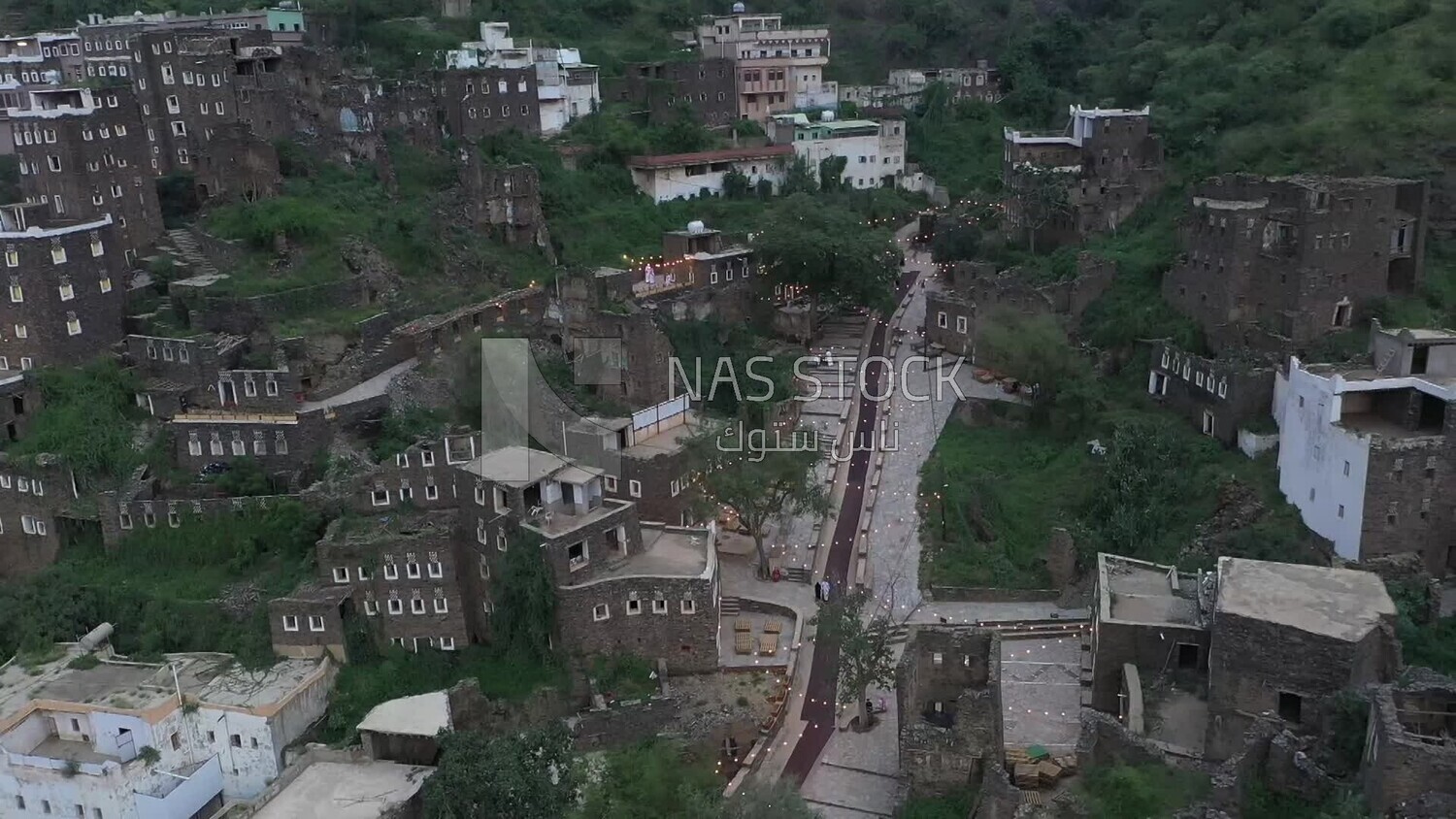 Drone video footage of Rijal AlMaa Heritage Village ,Saudi Arabia