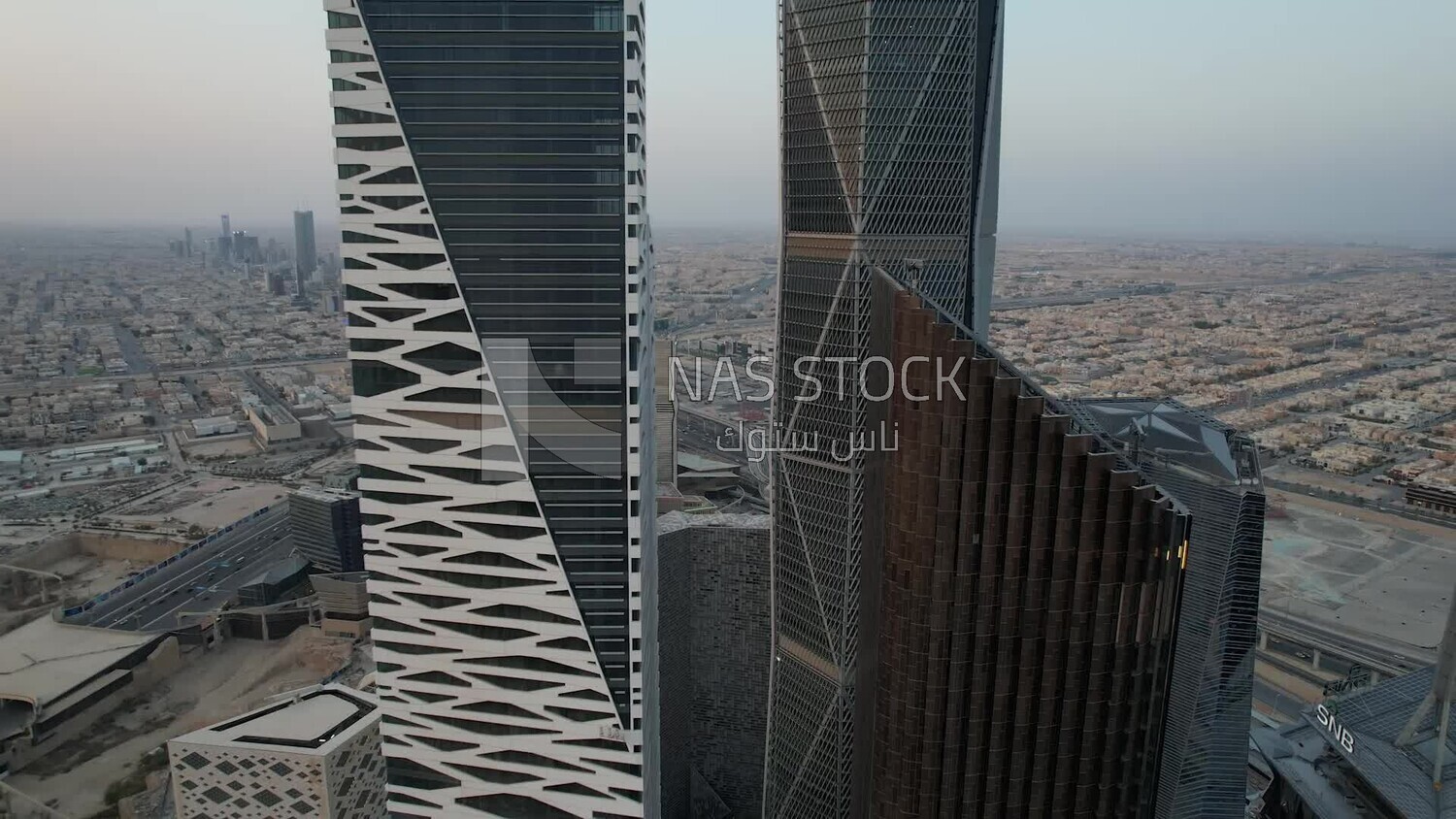 drone footage from high of the King Abdullah Financial District in Riyadh, tourism in Saudi Arabia, King Abdullah Financial District (KAFD) Metro Station, Riyadh towers