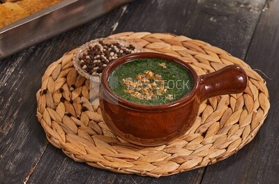 Plate of molokhia, traditional Arabic dishes, Arabic food, popular dishes, delicious recipes and dishes, delicious food