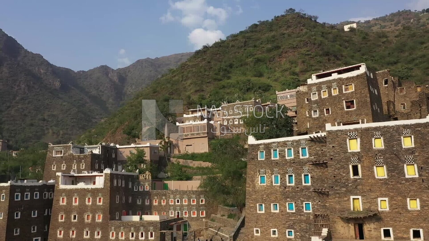 Drone video footage Of Rijal AlMaa Heritage Village, Rijal AlMaa Governorate In Asir, Saudi Arabia