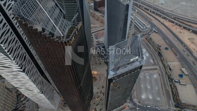 drone footage of the King Abdullah Financial District in Riyadh, tourism in Saudi Arabia, King Abdullah Financial District (KAFD) Metro Station, Riyadh towers
