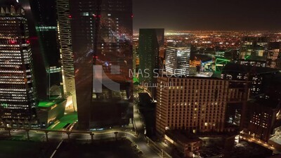 drone footage of the King Abdullah Financial District in Riyadh, tourism in Saudi Arabia,  Saudi Arabia at night, Saudi national day
