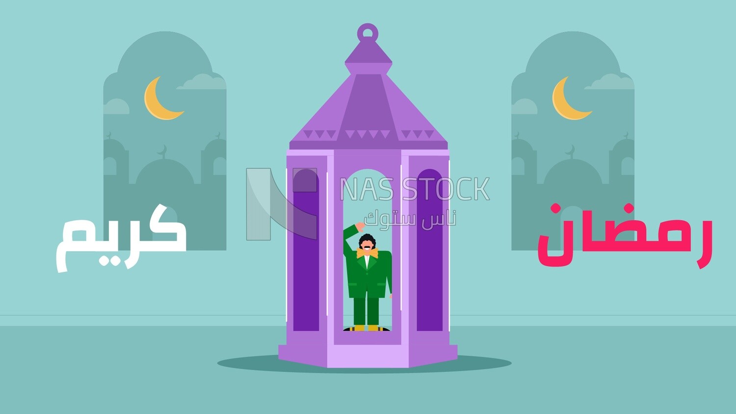 Illustration of a famous Egyptian Ramadan character with a lantern
(Ramadan Vector)