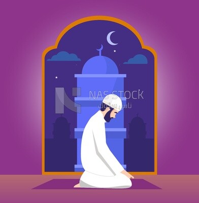 Illustration of Ramadan atmosphere with a Muslim man praying
(Ramadan Vector)