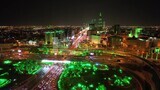 drone footage of car traffic on the highway in Riyadh,  tourism in Saudi Arabia, Saudi Arabia at night, Saudi national day, Cairo Square, Riyadh roads and streets, green lights