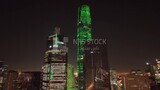 drone footage of the King Abdullah Financial District in Riyadh, tourism in Saudi Arabia, King Abdullah Financial District (KAFD) Metro Station, saudi national day, green lights