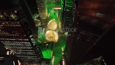 drone footage of the King Abdullah Financial District in Riyadh, tourism in Saudi Arabia,  Saudi Arabia at night, Saudi national day