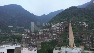 Drone video footage of Rijal AlMaa Heritage Village, Asir, Saudi Arabia