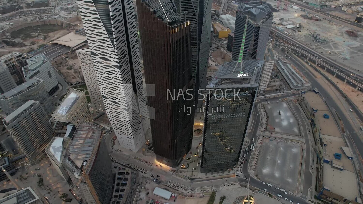 drone footage of the King Abdullah Financial District in Riyadh, tourism in Saudi Arabia, King Abdullah Financial District (KAFD) Metro Station, Riyadh towers
