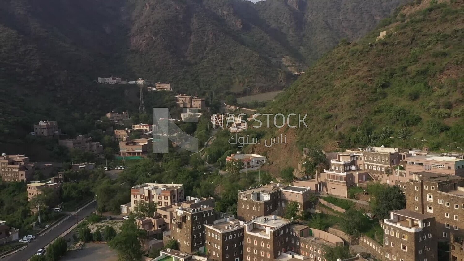 Drone video footage of Rijal AlMaa Heritage Village, Asir, Saudi Arabia