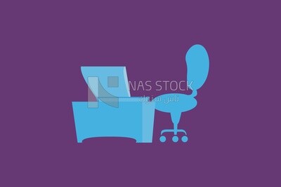 مكتب مع كمبيوتر و  كرسى