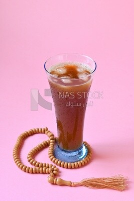 Cup of licorice juice with ice, Ramadan drinks, Ramadan Juices, traditional juice