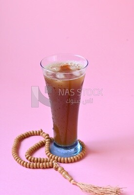 Cup of licorice juice with ice, Ramadan drinks, Ramadan Juices, traditional juice