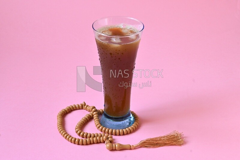 Cup of licorice juice with ice, Ramadan drinks, Ramadan Juices, traditional juice