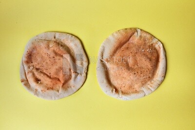 Shami bread, pieces of shami bread, fresh baked shami bread