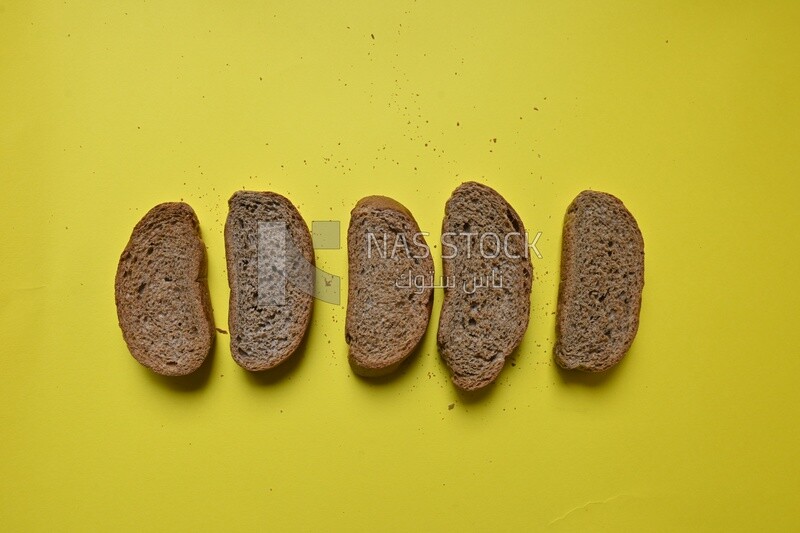 Crispy brown rusk slices, healthy life, fresh brown rusk