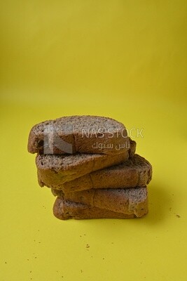 Crispy brown rusk slices, healthy life, fresh brown rusk
