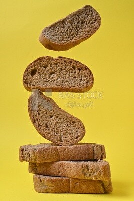 Crispy brown rusk slices, healthy life, fresh brown rusk