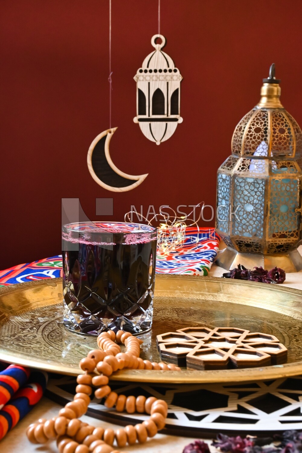 Cup of hibiscus on the table, Ramadan juice, delicious juice