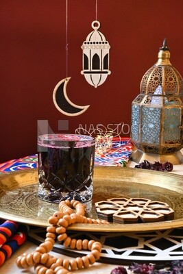 Cup of hibiscus on the table, Ramadan juice, delicious juice