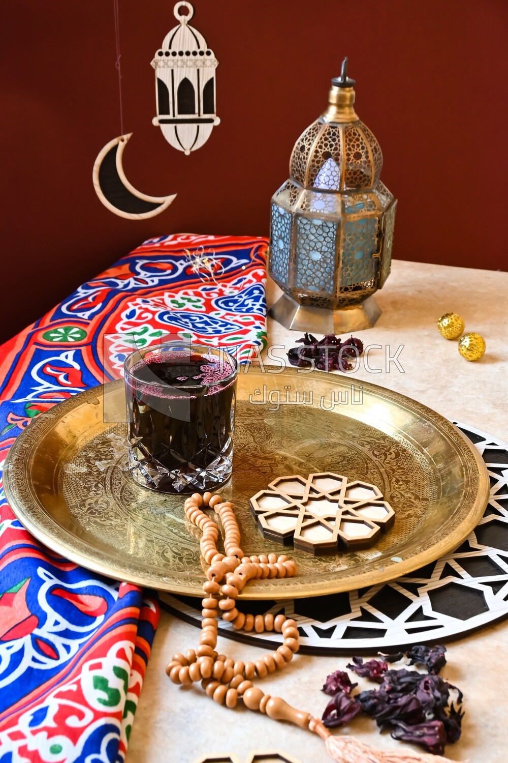 Cup of hibiscus on the table, Ramadan juice, delicious juice