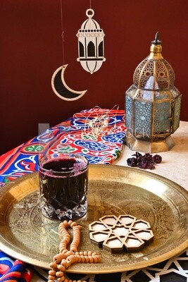 Cup of hibiscus on the table, Ramadan juice, delicious juice
