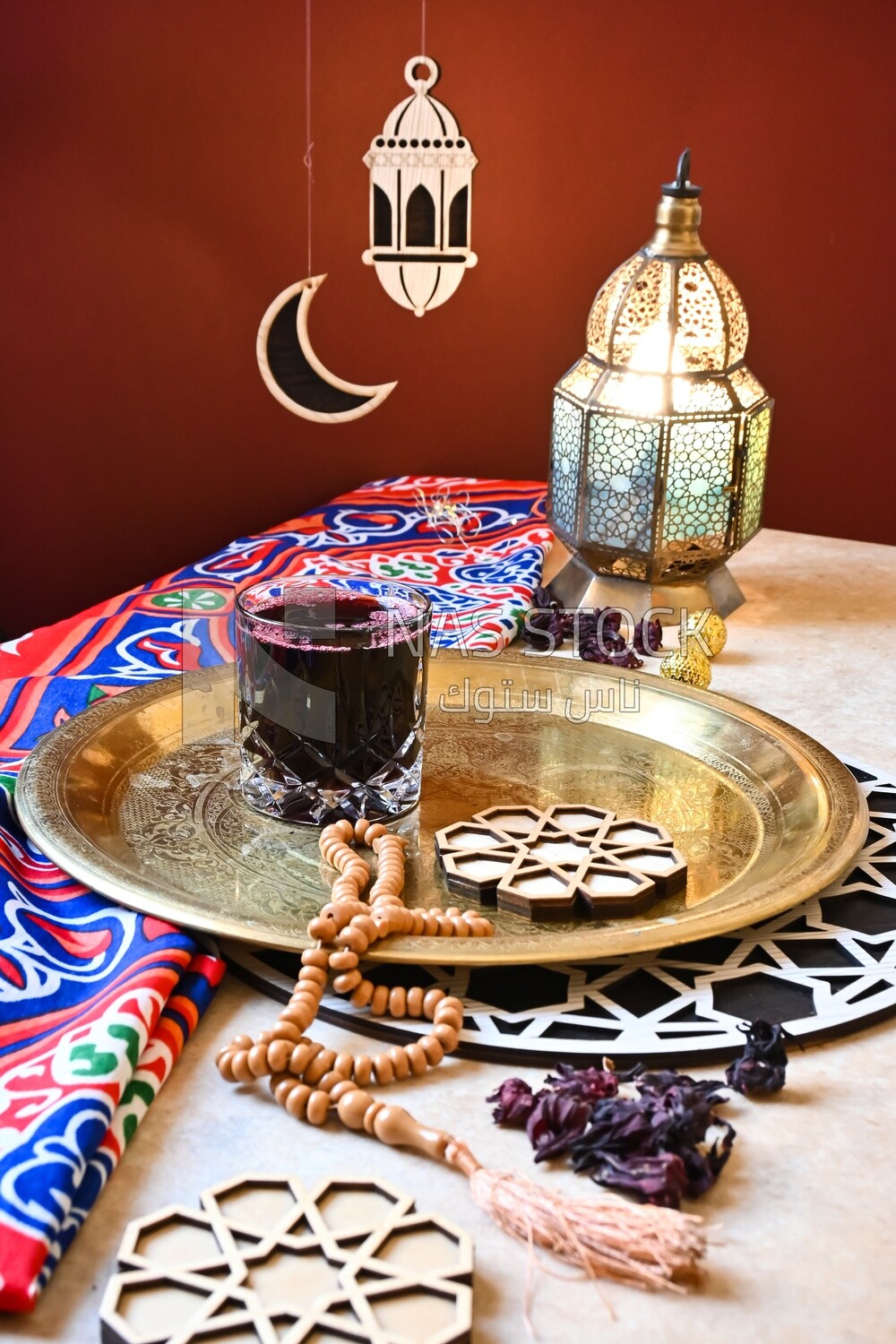 Cup of hibiscus on the table, Ramadan juice, delicious juice