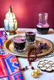 Two cups of hibiscus on the table, Ramadan juice, delicious juice