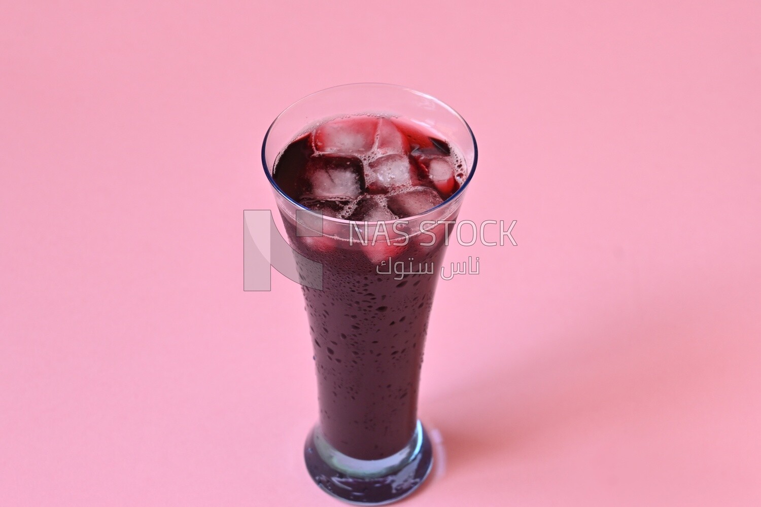 Cup of hibiscus with ice, Ramadan juice, delicious juice, traditional juice